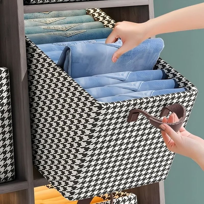 👖 Organizador de Jeans Plegable para Armario – Ahorra Espacio con Divisores Ajustables y Panel Transparente 🏠✨