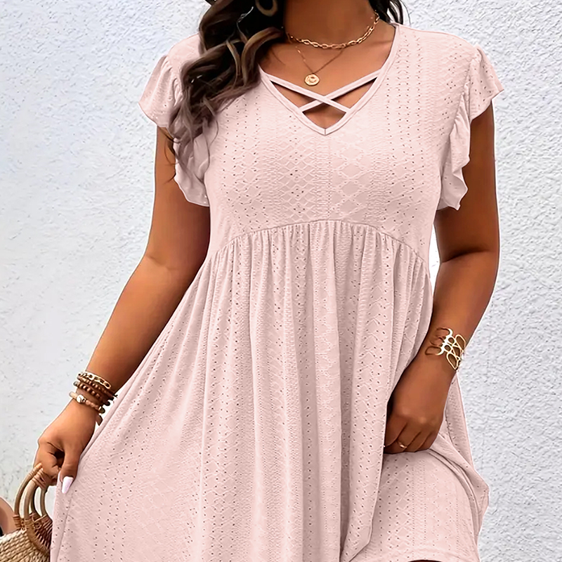 ⏰🔥 ¡50% DE DESCUENTO POR TIEMPO LIMITADO! 👗 Vestido de mujer con escote en V y volantes: favorecedor, tejido suave y perfecto para cualquier ocasión ✨🌸