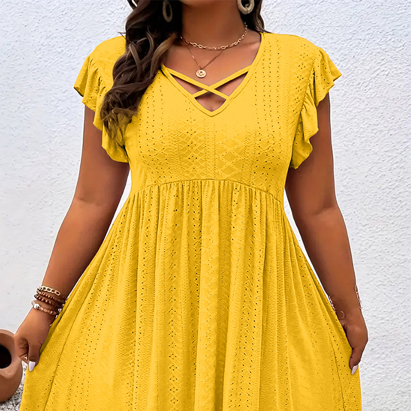 ⏰🔥 ¡50% DE DESCUENTO POR TIEMPO LIMITADO! 👗 Vestido de mujer con escote en V y volantes: favorecedor, tejido suave y perfecto para cualquier ocasión ✨🌸