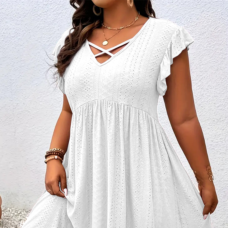 ⏰🔥 ¡50% DE DESCUENTO POR TIEMPO LIMITADO! 👗 Vestido de mujer con escote en V y volantes: favorecedor, tejido suave y perfecto para cualquier ocasión ✨🌸