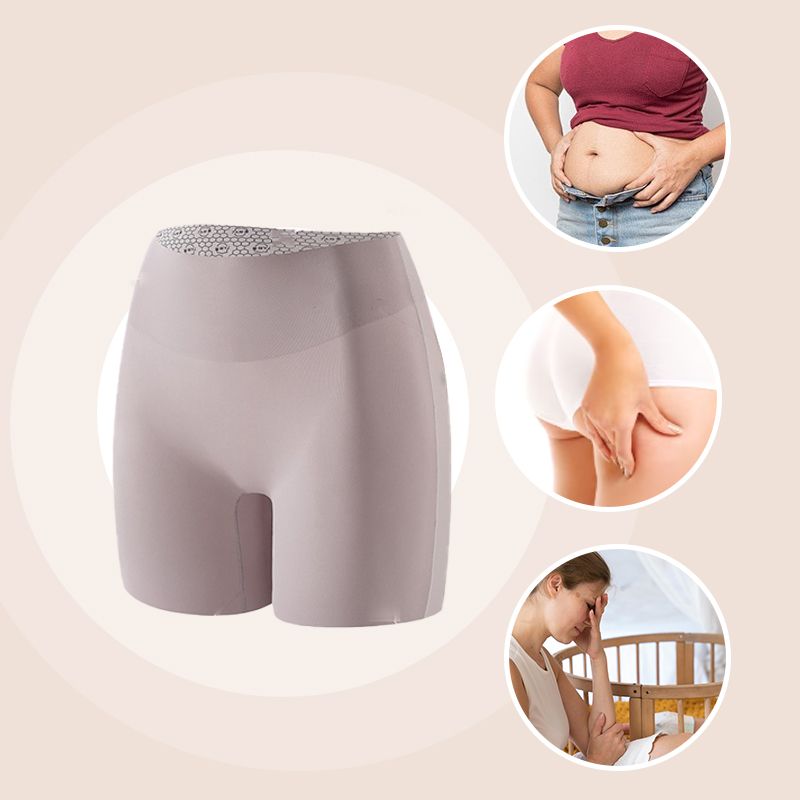 🔥50% de descuento 🔥Ropa interior de seda helada de cintura alta para mujer con control de abdomen y levantamiento de cadera