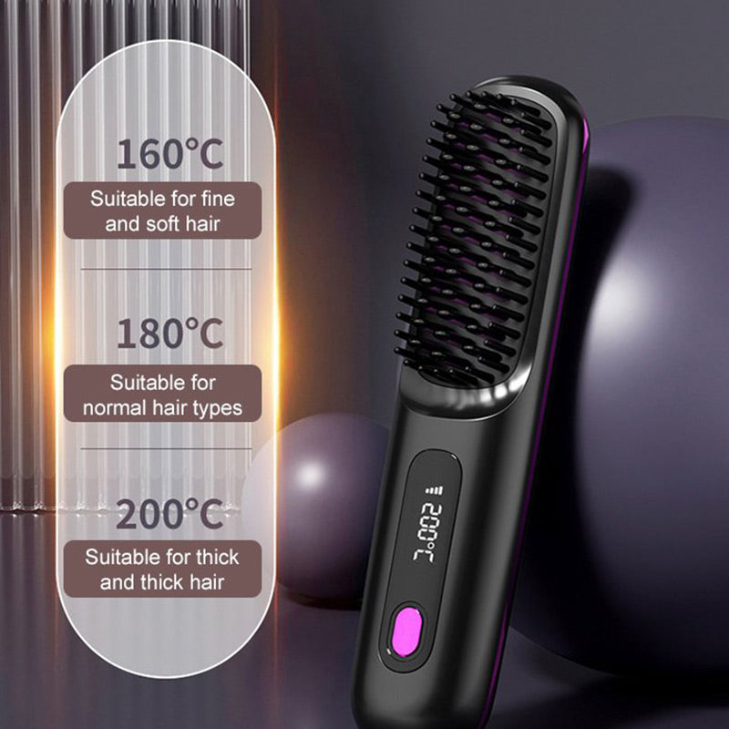 ✨💇‍♀️ Peine Alisador Inalámbrico con Calentamiento Cerámico – Suave, Rápido y Portátil 🔥