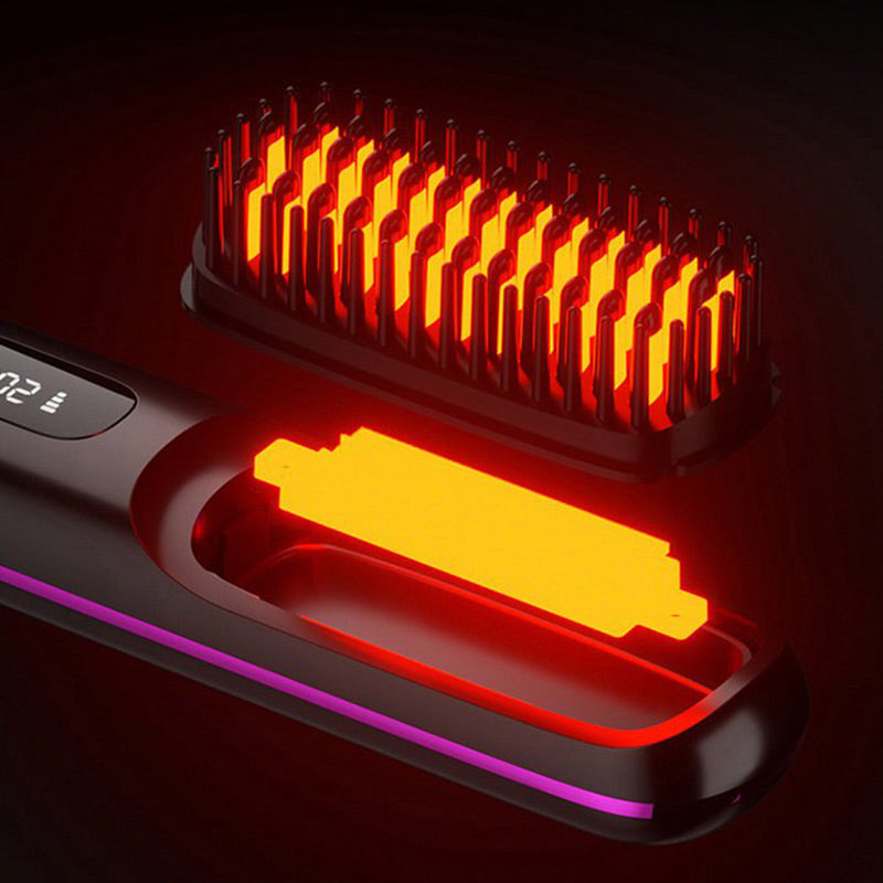 ✨💇‍♀️ Peine Alisador Inalámbrico con Calentamiento Cerámico – Suave, Rápido y Portátil 🔥