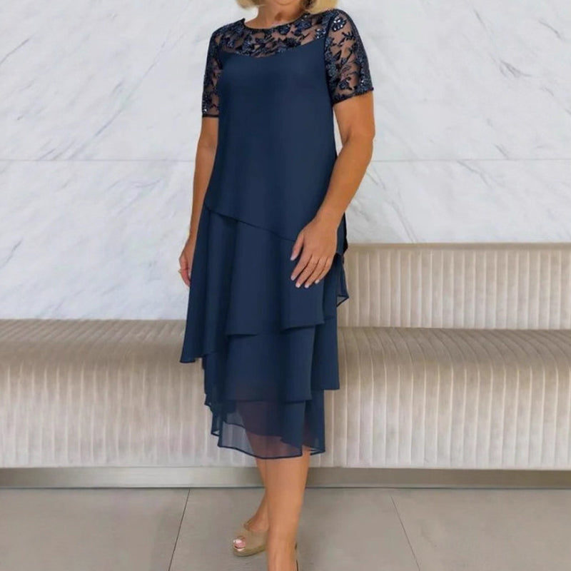 👗✨ Vestido Midi de Malla en Capas para Mujer 💫 Ligero, Elegante y con Movimiento | Silueta Favorecedora💖