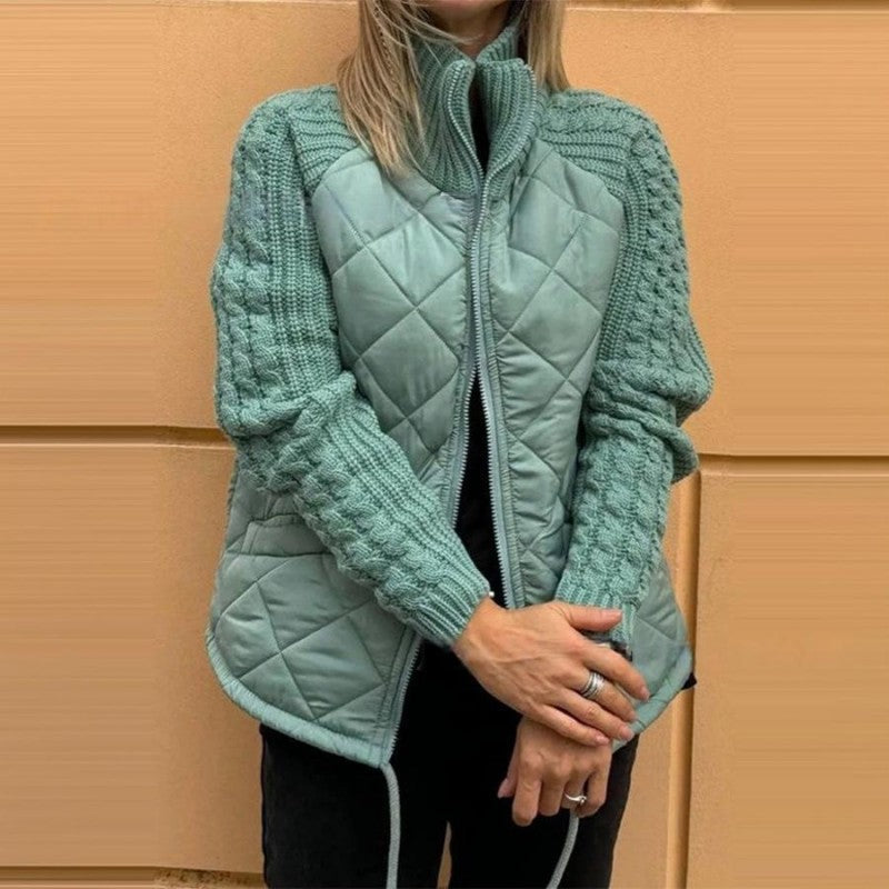 🔥 50% DE DESCUENTO POR TIEMPO LIMITADO 🔥 Chaqueta Acolchada de Punto con Patchwork para Mujer ✨ Estilo único y cálido para el invierno ❄️