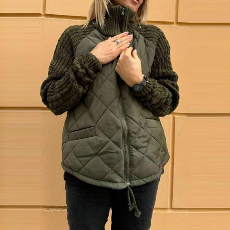 🔥 50% DE DESCUENTO POR TIEMPO LIMITADO 🔥 Chaqueta Acolchada de Punto con Patchwork para Mujer ✨ Estilo único y cálido para el invierno ❄️