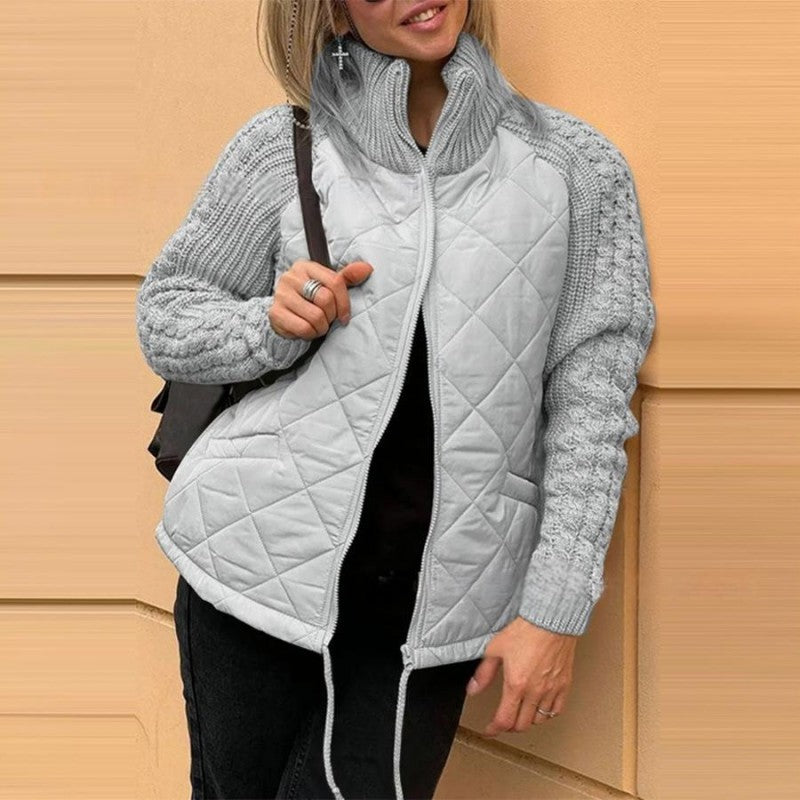 🔥 50% DE DESCUENTO POR TIEMPO LIMITADO 🔥 Chaqueta Acolchada de Punto con Patchwork para Mujer ✨ Estilo único y cálido para el invierno ❄️