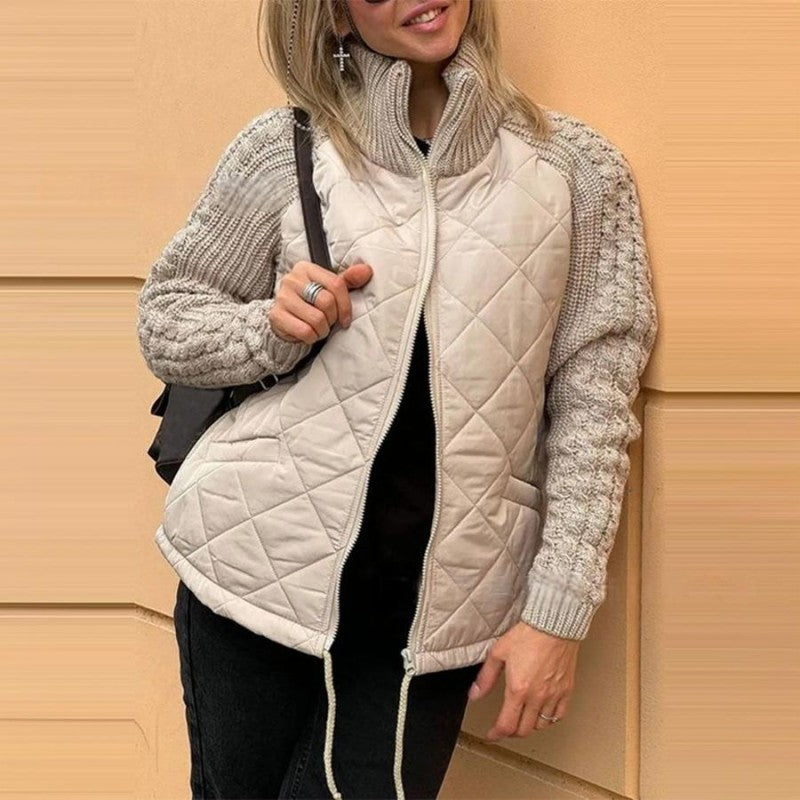 🔥 50% DE DESCUENTO POR TIEMPO LIMITADO 🔥 Chaqueta Acolchada de Punto con Patchwork para Mujer ✨ Estilo único y cálido para el invierno ❄️