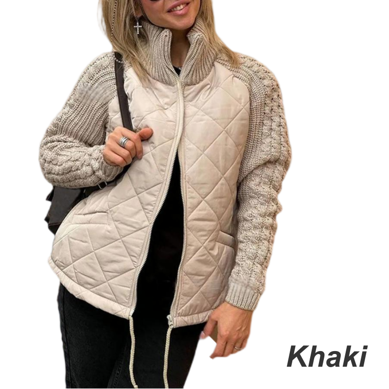 🔥 50% DE DESCUENTO POR TIEMPO LIMITADO 🔥 Chaqueta Acolchada de Punto con Patchwork para Mujer ✨ Estilo único y cálido para el invierno ❄️