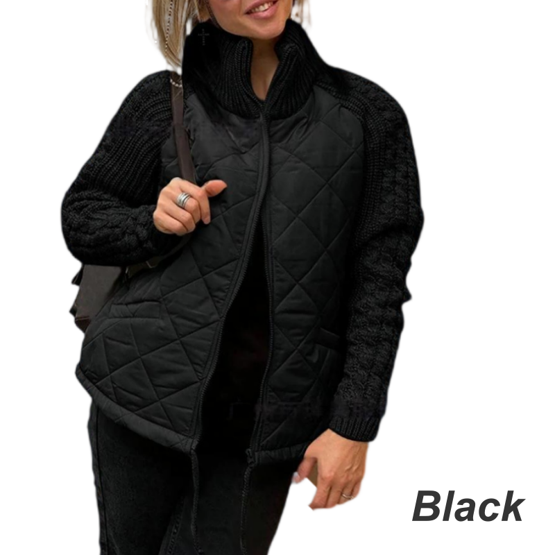 🔥 50% DE DESCUENTO POR TIEMPO LIMITADO 🔥 Chaqueta Acolchada de Punto con Patchwork para Mujer ✨ Estilo único y cálido para el invierno ❄️