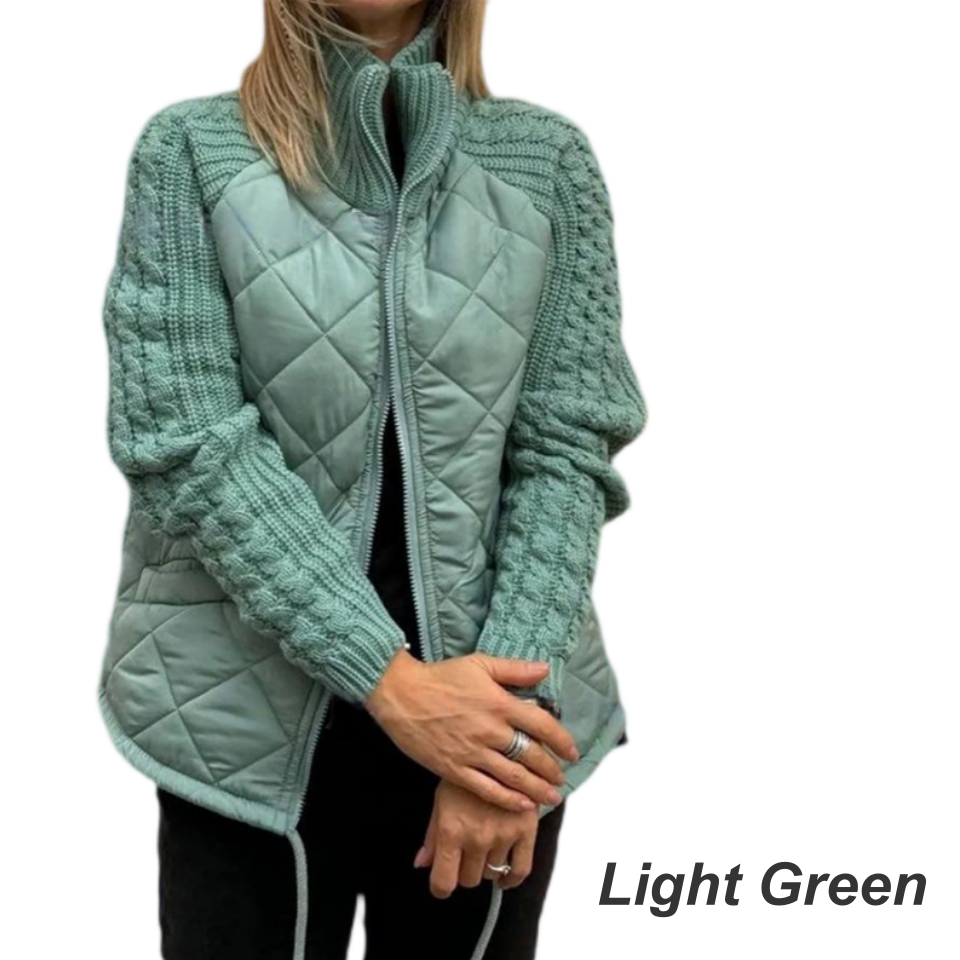 🔥 50% DE DESCUENTO POR TIEMPO LIMITADO 🔥 Chaqueta Acolchada de Punto con Patchwork para Mujer ✨ Estilo único y cálido para el invierno ❄️