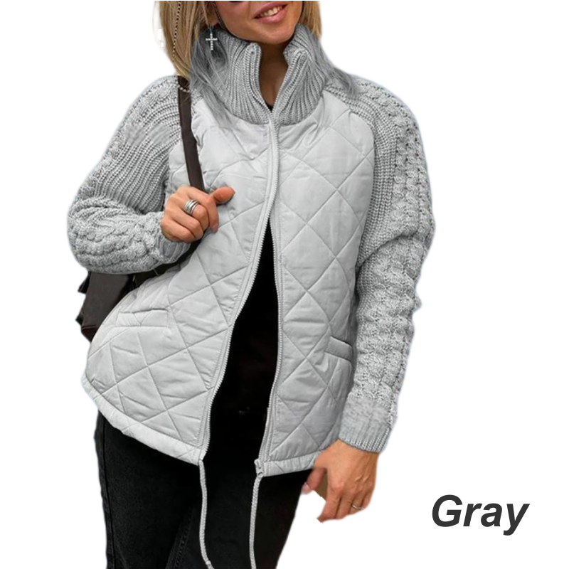 🔥 50% DE DESCUENTO POR TIEMPO LIMITADO 🔥 Chaqueta Acolchada de Punto con Patchwork para Mujer ✨ Estilo único y cálido para el invierno ❄️