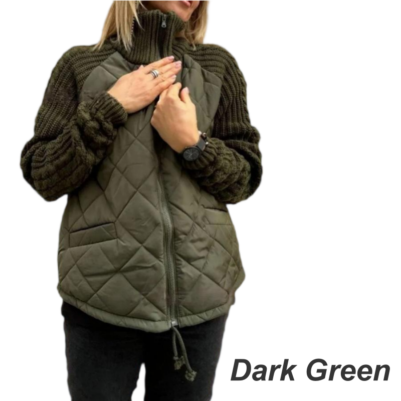 🔥 50% DE DESCUENTO POR TIEMPO LIMITADO 🔥 Chaqueta Acolchada de Punto con Patchwork para Mujer ✨ Estilo único y cálido para el invierno ❄️