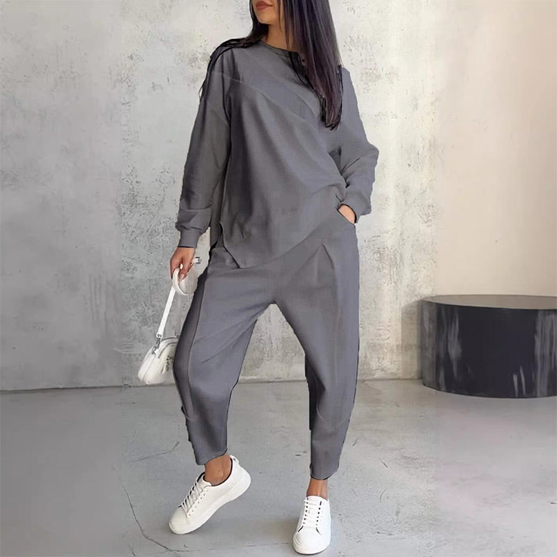 👩‍🦱 Conjunto de Sudadera y Pantalones de Mujer – Manga Larga con Dobladillo, Estilo Cómodo y Moderno ✨💖