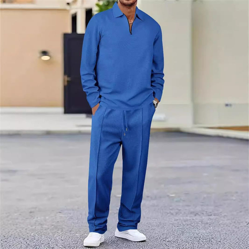 👕✨ Conjunto de Sudadera de Punto Gofrado y Pantalón Recto para Hombre – Comodidad y Estilo para el Día a Día 💼🌟