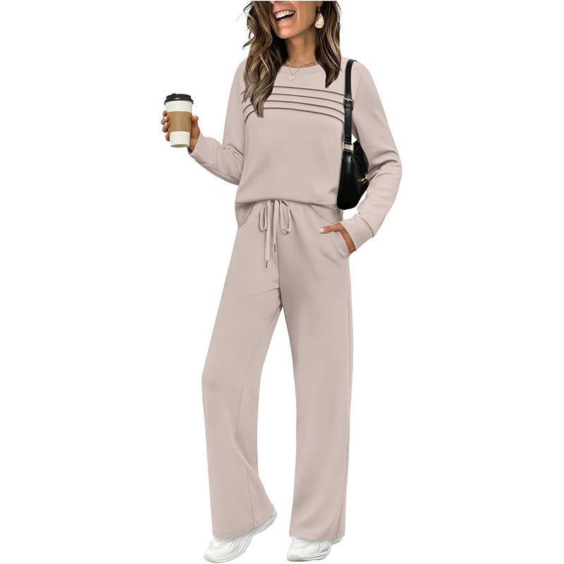 ✨ Conjunto de Top de Cuello Redondo y Pantalones con Cordón para Mujer 👚👖 Comodidad y estilo para tu día a día 💖