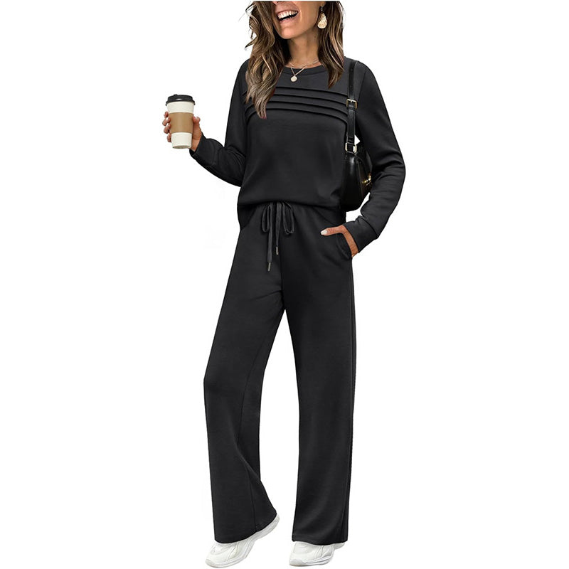 ✨ Conjunto de Top de Cuello Redondo y Pantalones con Cordón para Mujer 👚👖 Comodidad y estilo para tu día a día 💖