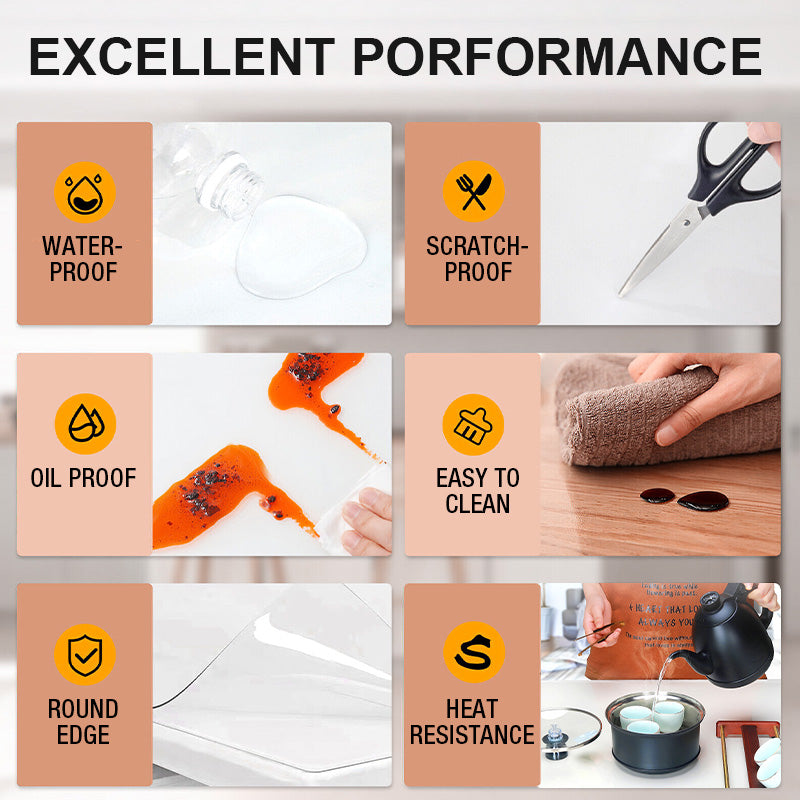🏠¡OFERTA ESPECIAL: 50 % DE DESCUENTO! Mantel individual de PVC grueso: resistente a los arañazos, resistente al calor y totalmente transparente ✨