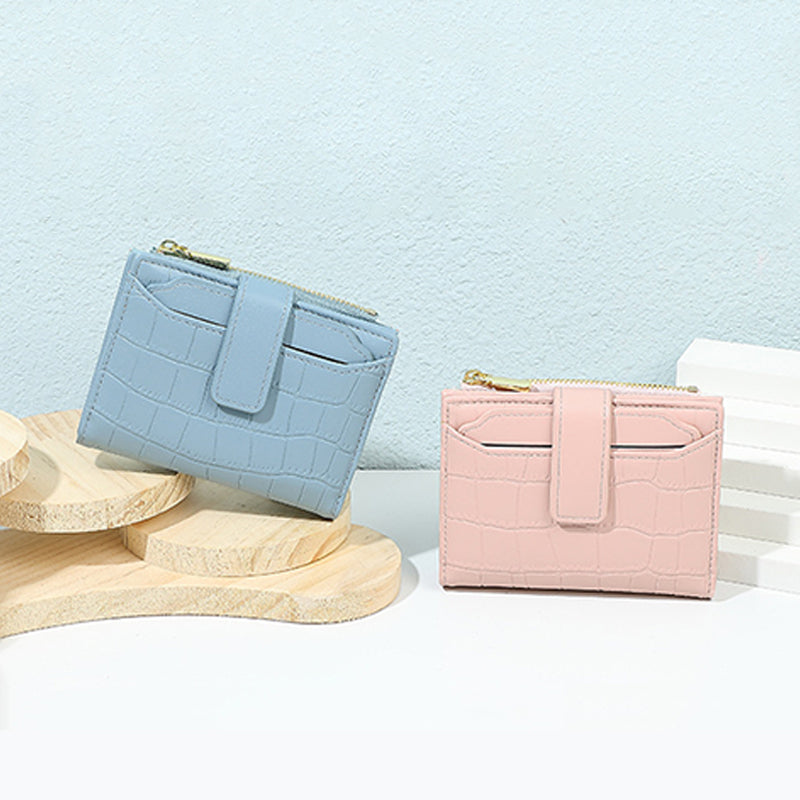 👛 ¡50 % DE DESCUENTO AHORA! 💖 Cartera compacta de color liso para mujer: diseño fino con múltiples ranuras para tarjetas, protección RFID y bolsillo para monedas 🌸📦