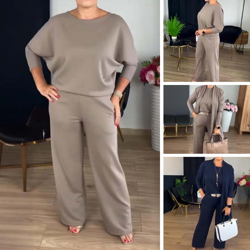 🔥 Conjunto Elegante de 3 Piezas – Cardigan Largo, Top y Pantalón para Estilo y Comodidad Todo el Día 💞✨