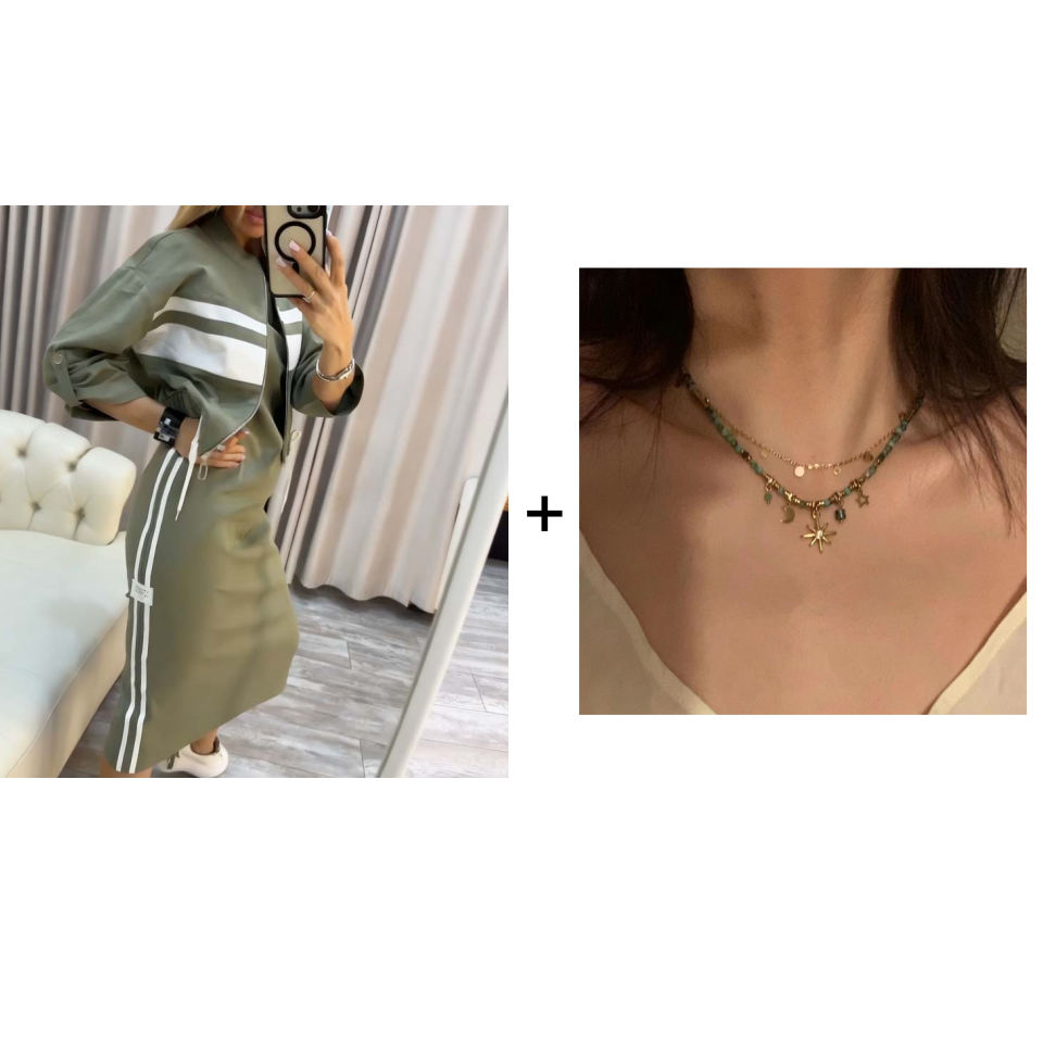 ✨ Conjunto Chaqueta + Vestido Verde Militar | Estilo Urban Chic para Mujer 🧥👗