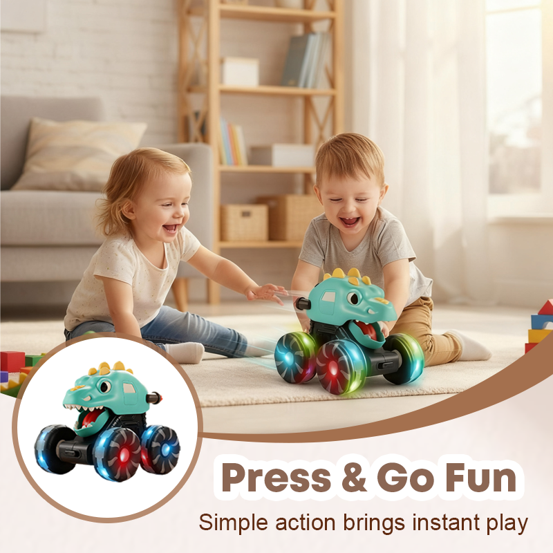 🦖🚗 ¡Dinosaurio Press & Go con Luces! ✨ El Coche de Juguete que Hace que los Peques No Paren de Jugar 🔥