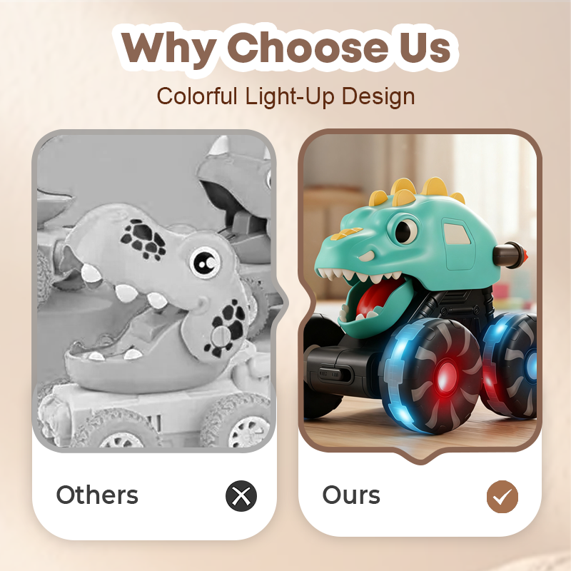 🦖🚗 ¡Dinosaurio Press & Go con Luces! ✨ El Coche de Juguete que Hace que los Peques No Paren de Jugar 🔥