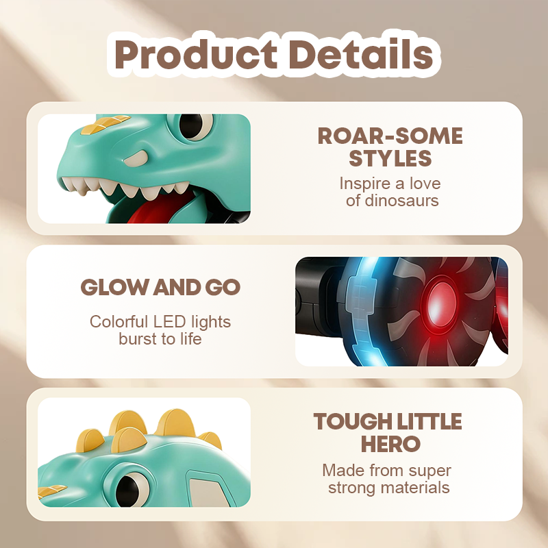 🦖🚗 ¡Dinosaurio Press & Go con Luces! ✨ El Coche de Juguete que Hace que los Peques No Paren de Jugar 🔥