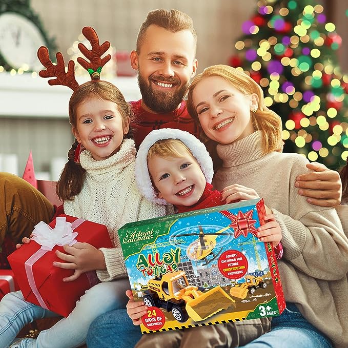 🚗Calendario de Adviento para Niños para Niños: Conjuntos de Juguetes de Vehículos de Ingeniería de Construcción de Aleación