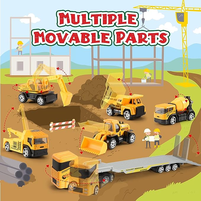 🚗Calendario de Adviento para Niños para Niños: Conjuntos de Juguetes de Vehículos de Ingeniería de Construcción de Aleación