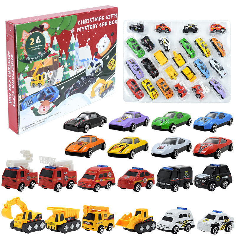 🚗Calendario de Adviento para Niños para Niños: Conjuntos de Juguetes de Vehículos de Ingeniería de Construcción de Aleación