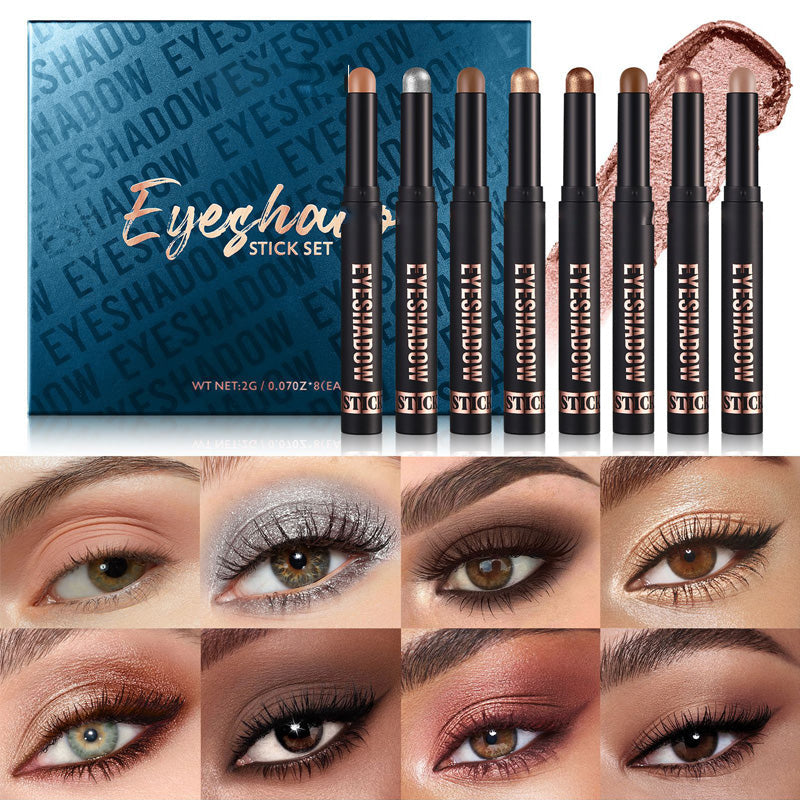 🌈💖 Palo de Sombra de Ojos con Purpurina de 8 Colores – Resistente al Agua, Larga Duración y Multiusos para un Maquillaje Brillante y Creativo ✨👁️