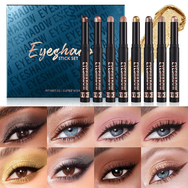 🌈💖 Palo de Sombra de Ojos con Purpurina de 8 Colores – Resistente al Agua, Larga Duración y Multiusos para un Maquillaje Brillante y Creativo ✨👁️