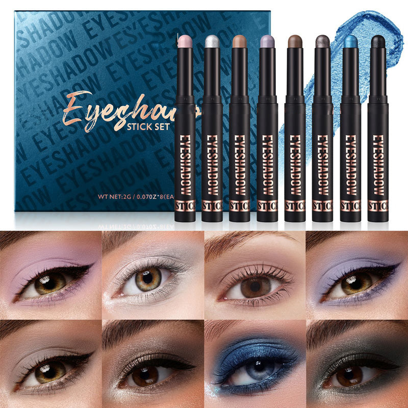 🌈💖 Palo de Sombra de Ojos con Purpurina de 8 Colores – Resistente al Agua, Larga Duración y Multiusos para un Maquillaje Brillante y Creativo ✨👁️