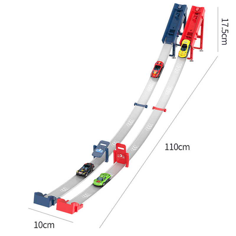 🏎️¡Que empiece la carrera!⚡¡El doble de pista, el doble de diversión!🏆¡Sin pilas, solo pura velocidad! - ✨【Pista de carreras con lanzador doble para niños】✨