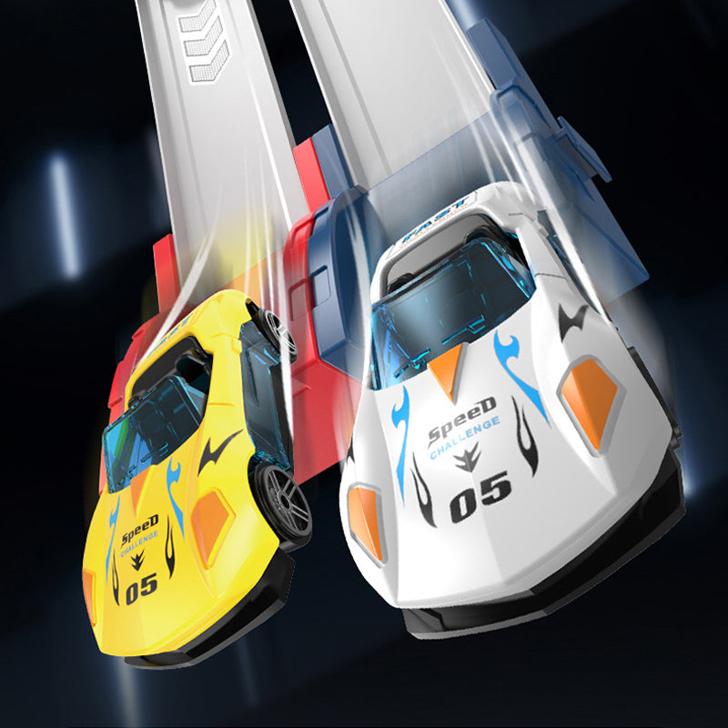 🏎️¡Que empiece la carrera!⚡¡El doble de pista, el doble de diversión!🏆¡Sin pilas, solo pura velocidad! - ✨【Pista de carreras con lanzador doble para niños】✨