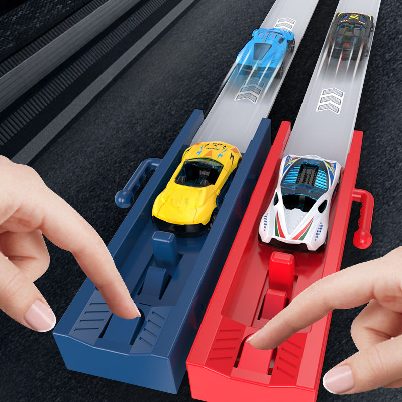 🏎️¡Que empiece la carrera!⚡¡El doble de pista, el doble de diversión!🏆¡Sin pilas, solo pura velocidad! - ✨【Pista de carreras con lanzador doble para niños】✨