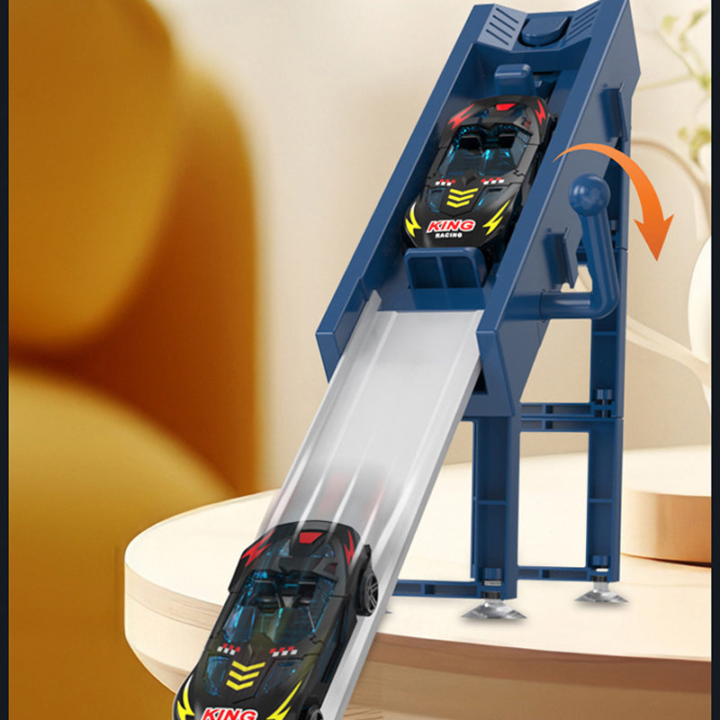 🏎️¡Que empiece la carrera!⚡¡El doble de pista, el doble de diversión!🏆¡Sin pilas, solo pura velocidad! - ✨【Pista de carreras con lanzador doble para niños】✨