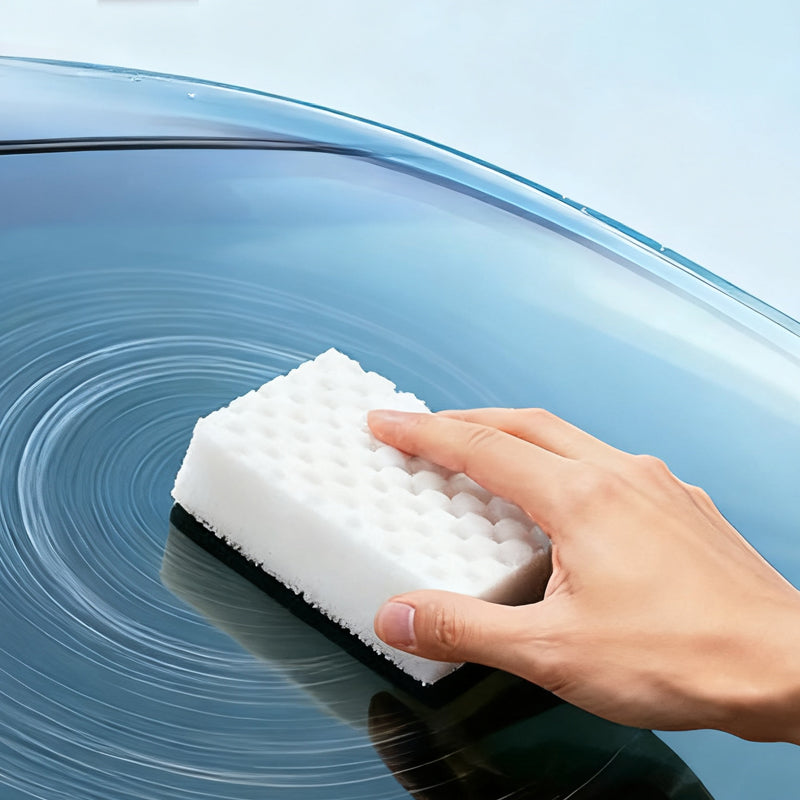 ✨🚗 Esponja Mágica para Cristales de Auto – Elimina Película Grasa y Manchas en Segundos 💦