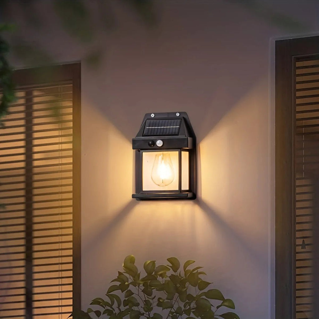 🌞💡 Lámpara de Pared Solar con Sensor de Movimiento y Luz de Tungsteno – Iluminación Inteligente, Segura y Elegante para Exterior 🏡✨
