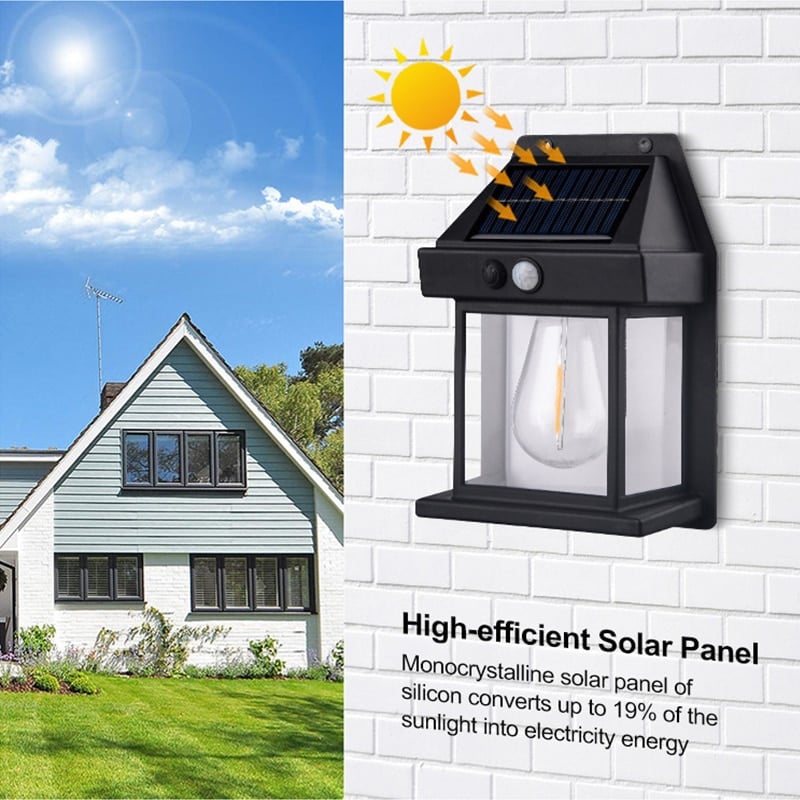 🌞💡 Lámpara de Pared Solar con Sensor de Movimiento y Luz de Tungsteno – Iluminación Inteligente, Segura y Elegante para Exterior 🏡✨
