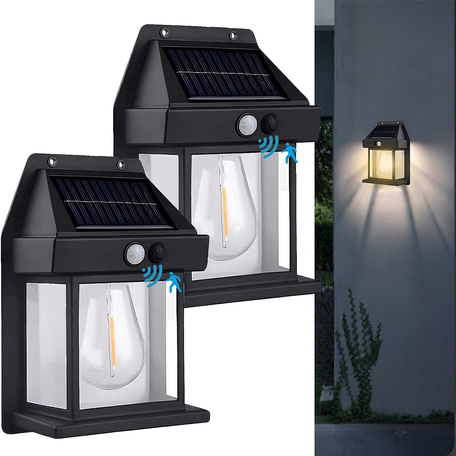 🌞💡 Lámpara de Pared Solar con Sensor de Movimiento y Luz de Tungsteno – Iluminación Inteligente, Segura y Elegante para Exterior 🏡✨