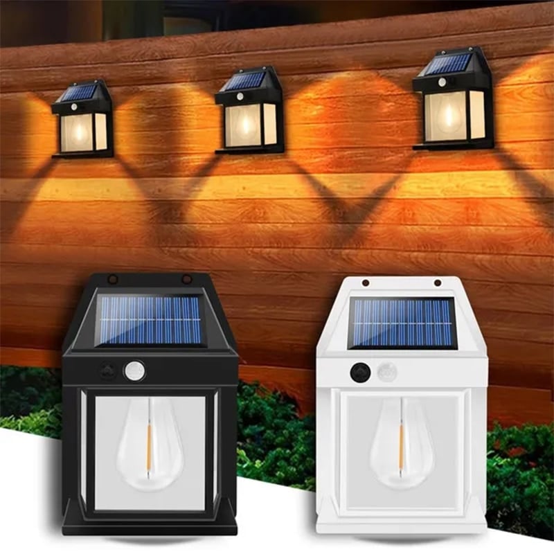 🌞💡 Lámpara de Pared Solar con Sensor de Movimiento y Luz de Tungsteno – Iluminación Inteligente, Segura y Elegante para Exterior 🏡✨