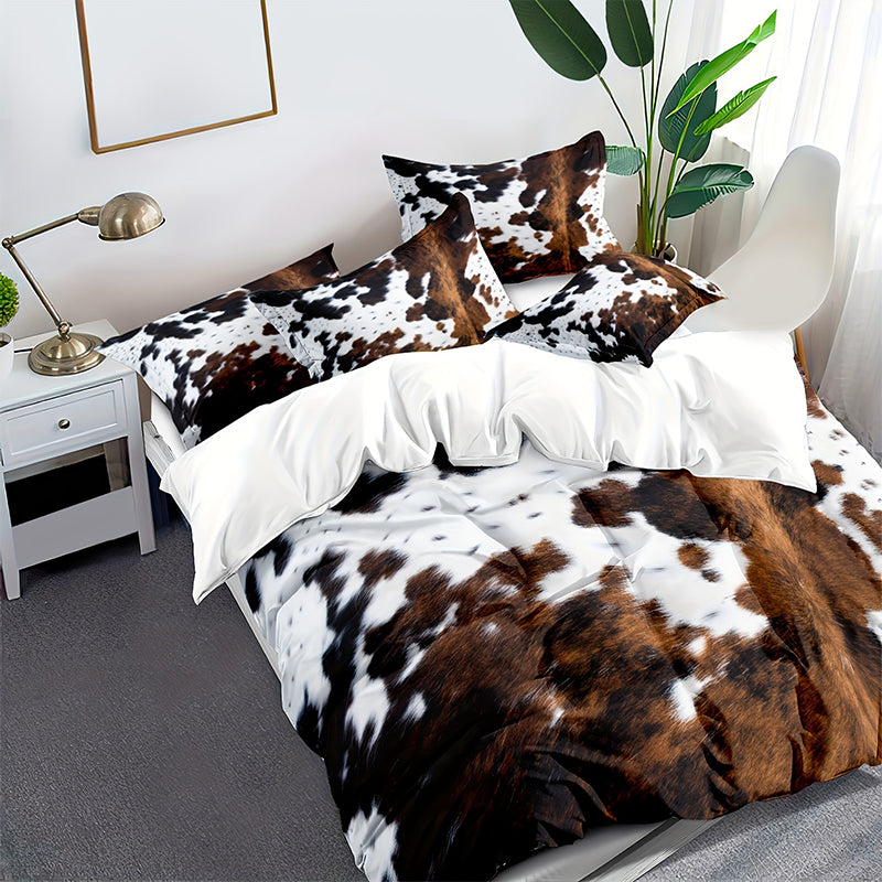 🐄❄️ Set de Fundas para Edredón con Estampado de Vaca – Suave, Cálido y Moderno 🛏️✨