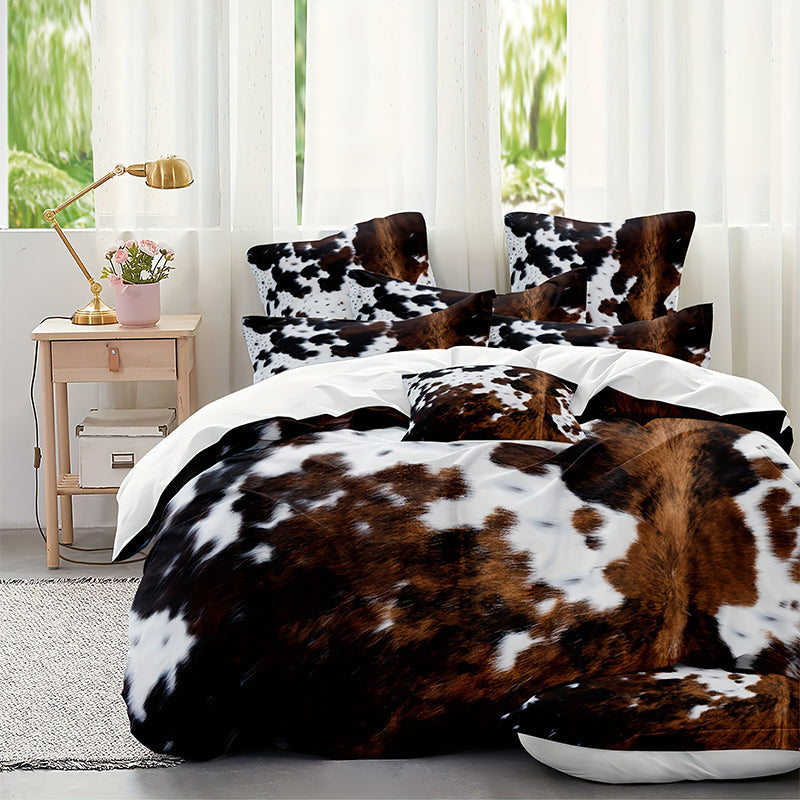 🐄❄️ Set de Fundas para Edredón con Estampado de Vaca – Suave, Cálido y Moderno 🛏️✨