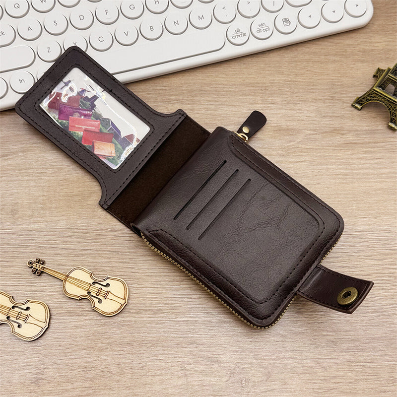 📢🔥 ¡50% DE DESCUENTO! 🎅 Cartera Vintage para Hombre con Cierre — Cuero Genuino & Protección RFID 💼✨ | ¡Estilo, Seguridad y Ahorro! 💰🛍️