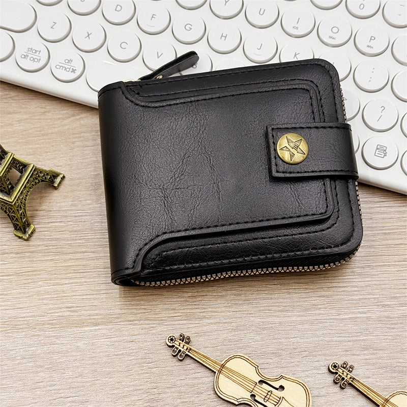 📢🔥 ¡50% DE DESCUENTO! 🎅 Cartera Vintage para Hombre con Cierre — Cuero Genuino & Protección RFID 💼✨ | ¡Estilo, Seguridad y Ahorro! 💰🛍️