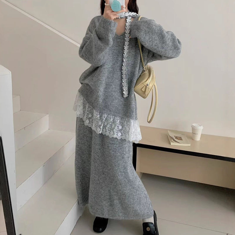 💃🧶 Conjunto de Mujer: Suéter Tejido + Falda – Look Chic de 2 Piezas ✨