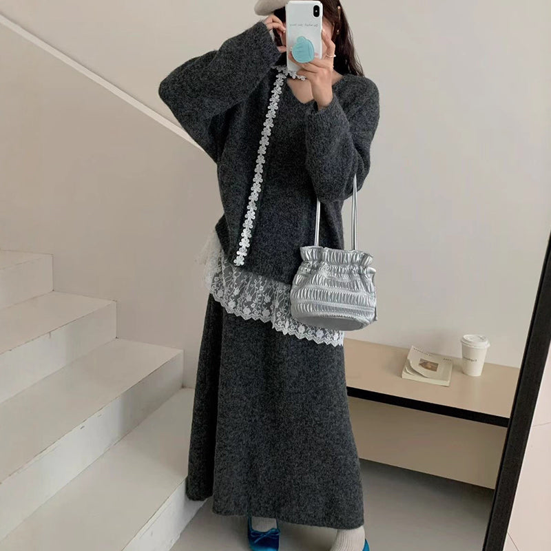 💃🧶 Conjunto de Mujer: Suéter Tejido + Falda – Look Chic de 2 Piezas ✨