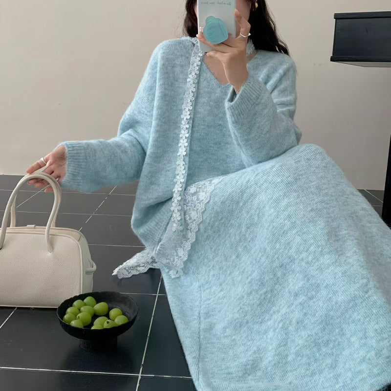 💃🧶 Conjunto de Mujer: Suéter Tejido + Falda – Look Chic de 2 Piezas ✨